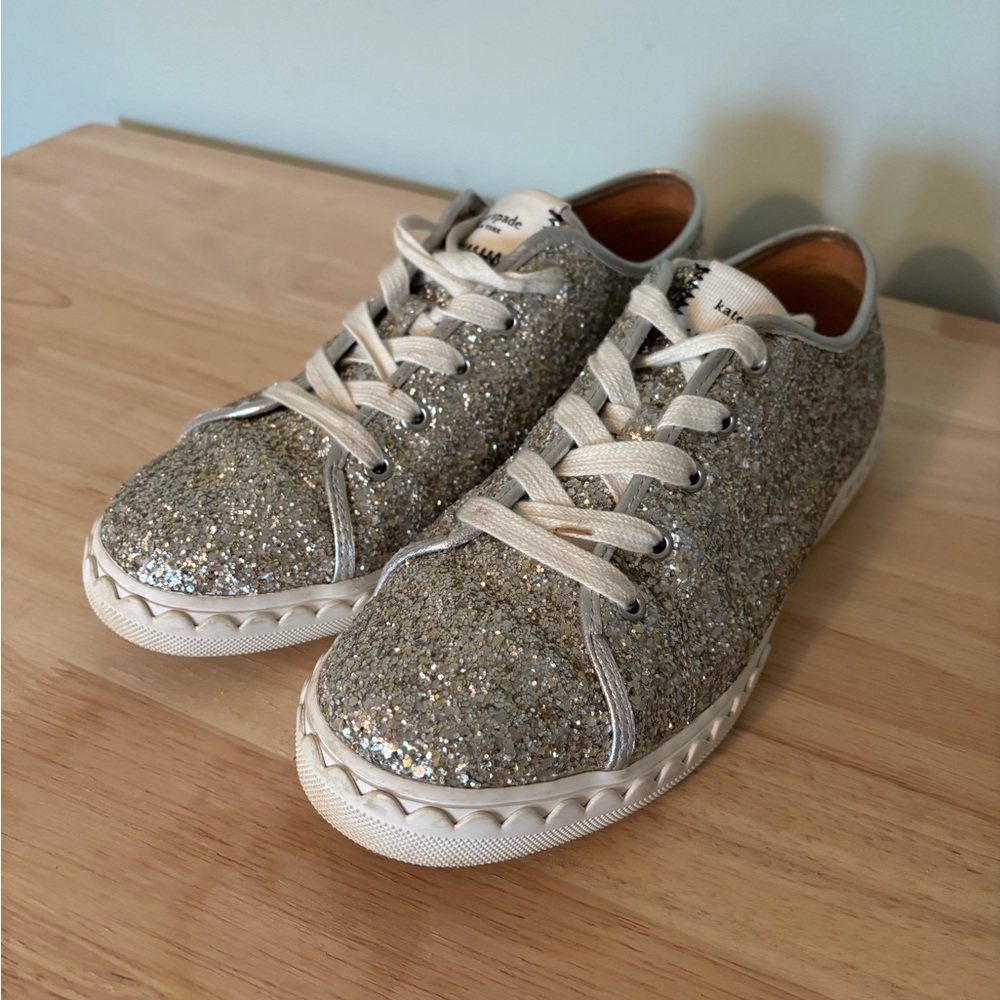 Kate Spade Silver Glitter Sneakers - size 8.5